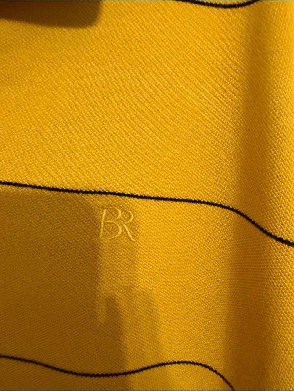 Banana Republic Mustard Yellow Polo with Thin Black Stripes
